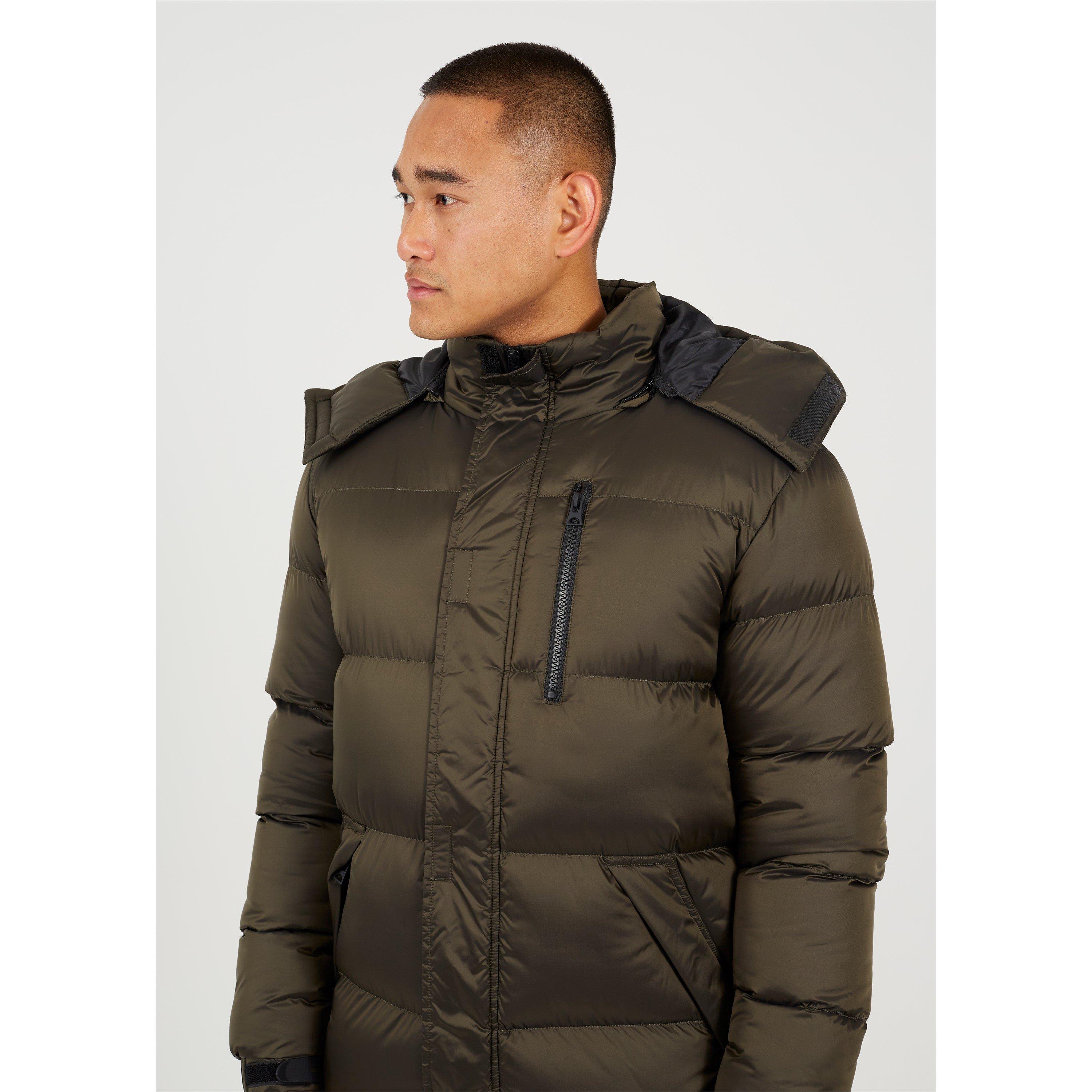 Brave Soul Longline Padded Jacket with Removeable Hood