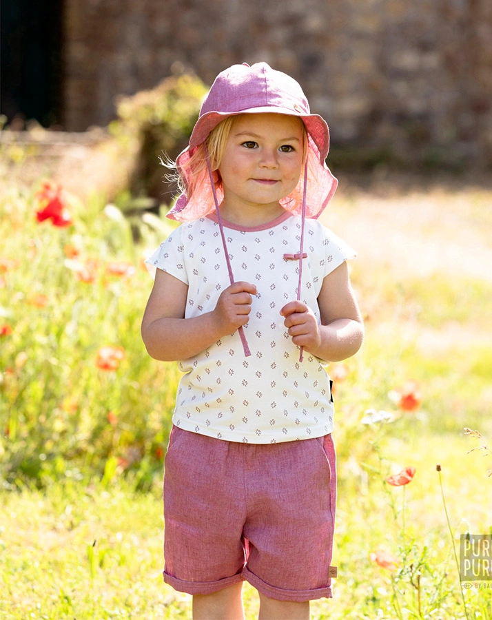 Sonnenhut MINI FLAPPER aus Leinen meliert in cassis