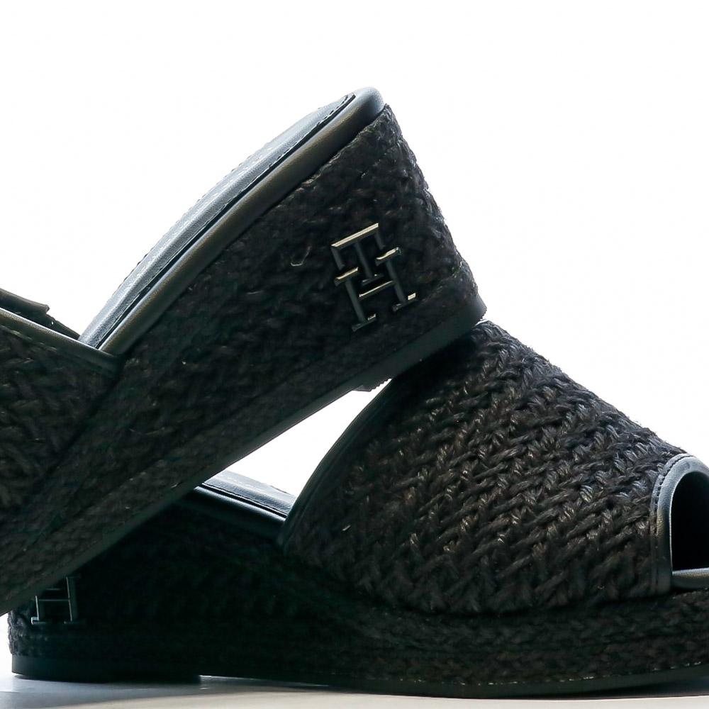 Tommy Hilfiger Sandales Noires Femme Tommy Hilfiger Rope Wedge