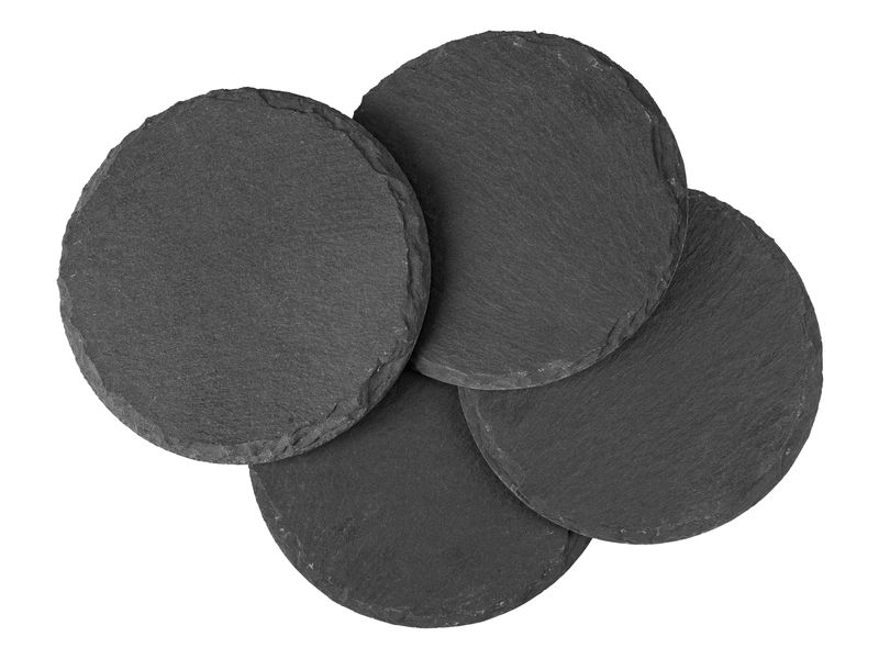 COCON Kerzenuntersetzer Ø 10 cm, Schiefer, Schwarz, 4 Stück Untersetzer aus Schiefer für Kerzen