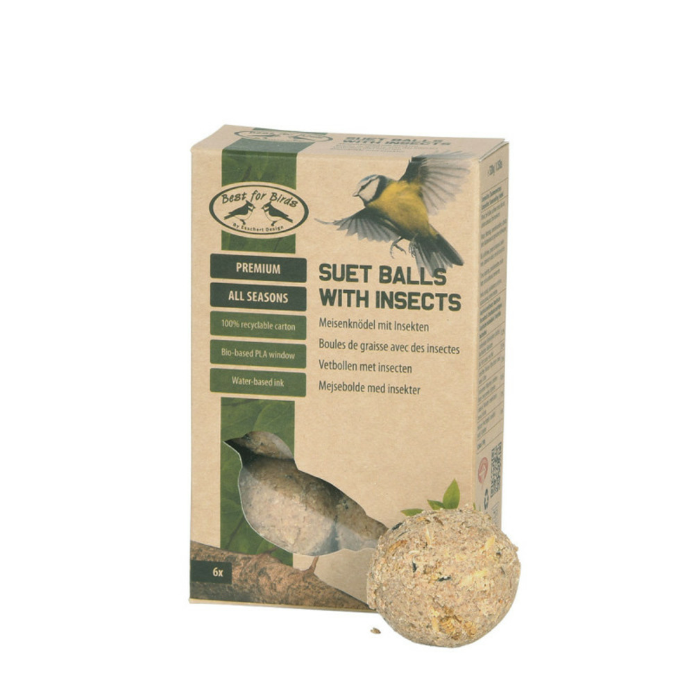 Lot de 6 boules de graisse avec insectes pour oiseaux