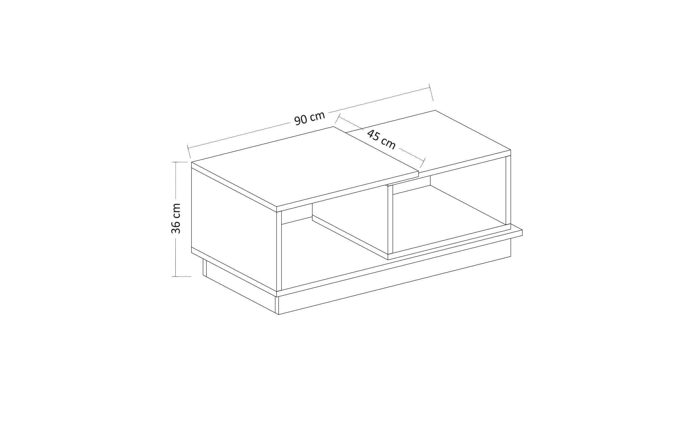 Couchtisch Consept 90 x 36 x 45 cm, Anthrazit/BraunBeistelltisch