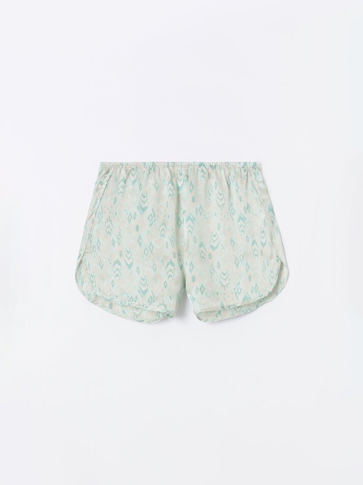 Shorts de pijama de cetim - Verde