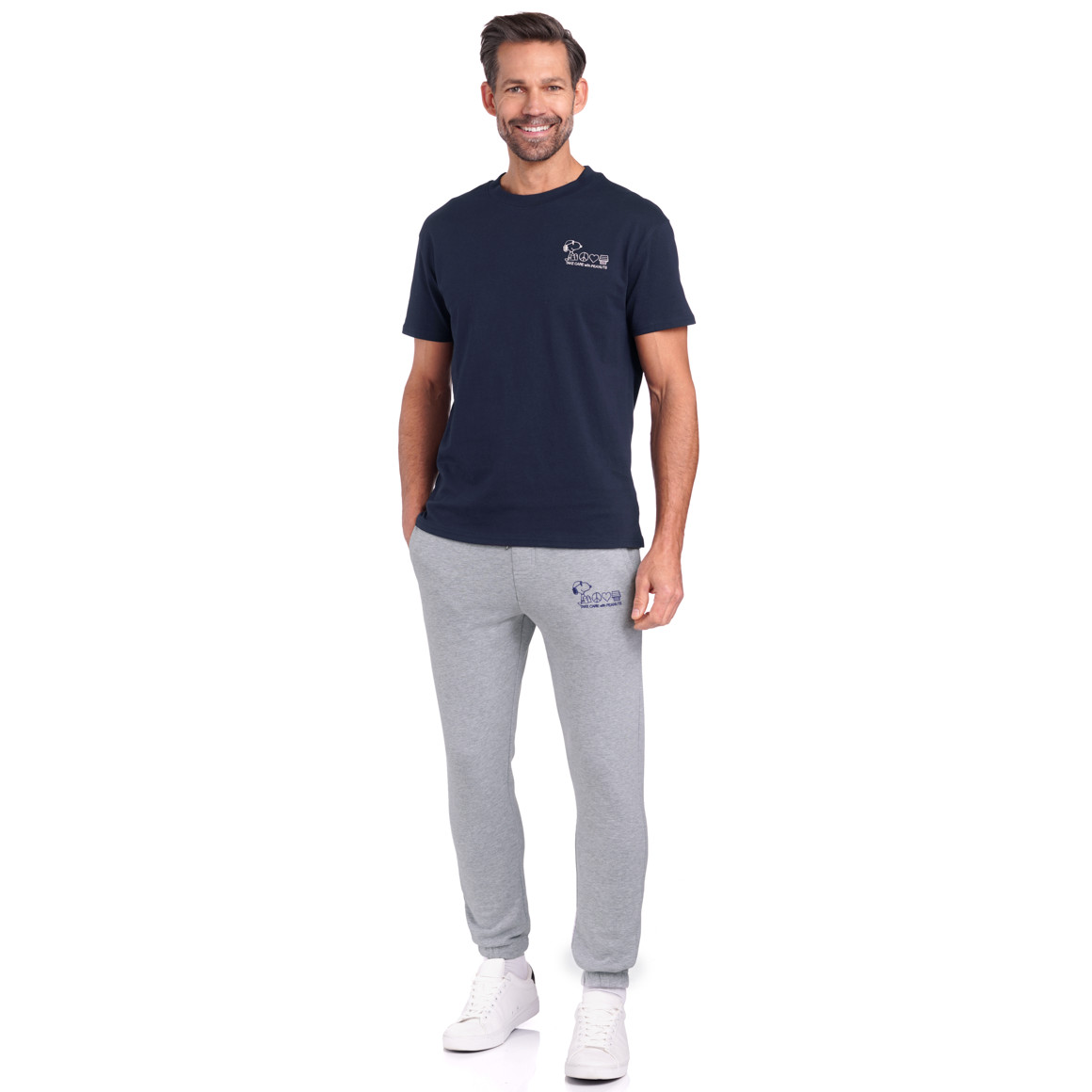 Jonas Nielsen Peanuts T-Shirt mit Stickerei dunkelblau