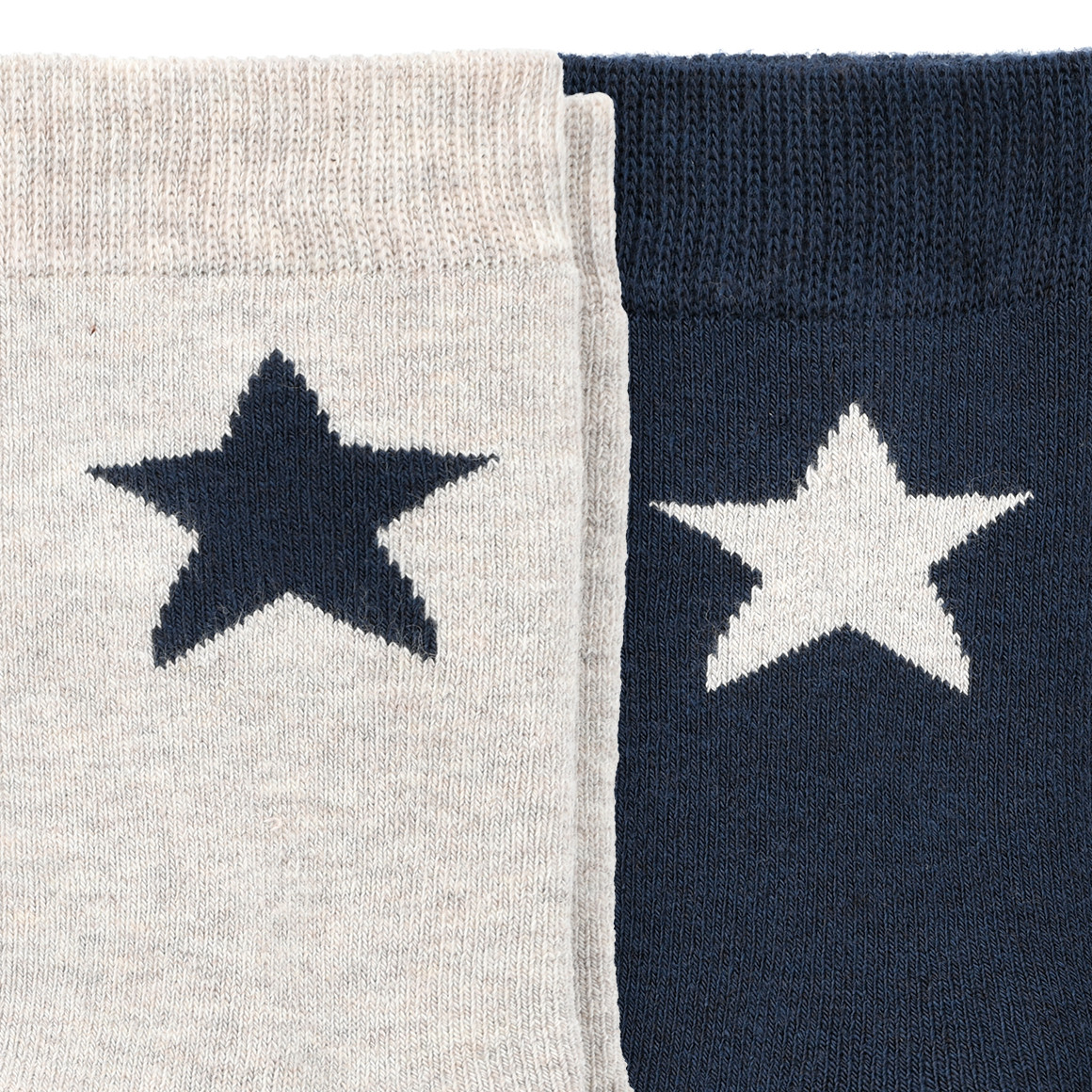 Topolino 2 Paar Jungen Stoppersocken mit Sternen hellgrau / dunkelblau