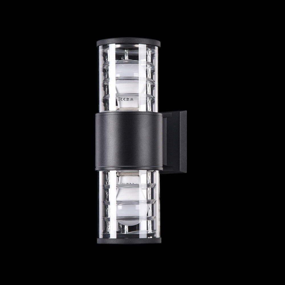 Bronx wandlamp in zwart, E27, 2-lichts, IP54