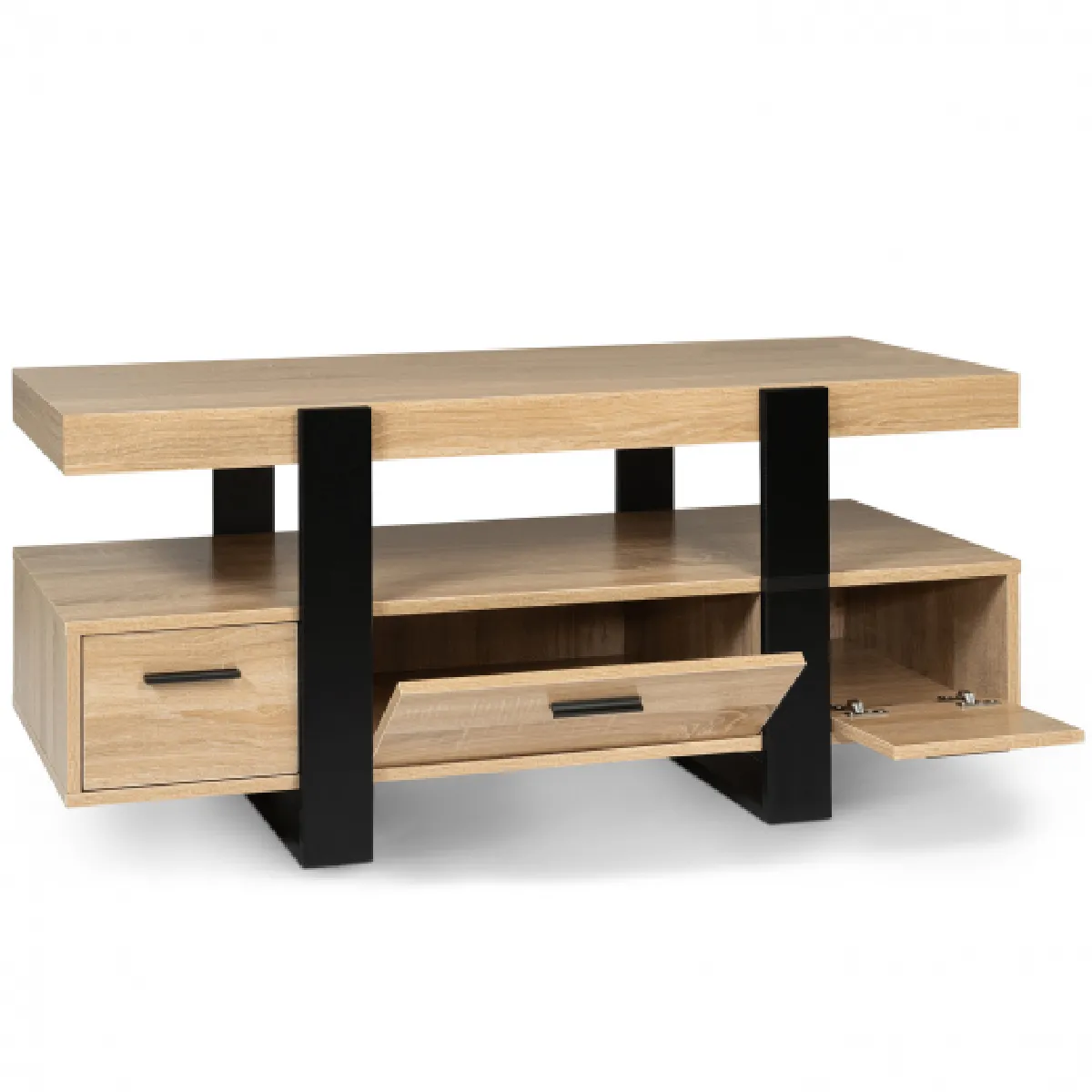 Idmarket MARKET Meuble TV PHOENIX - Bois et Noir