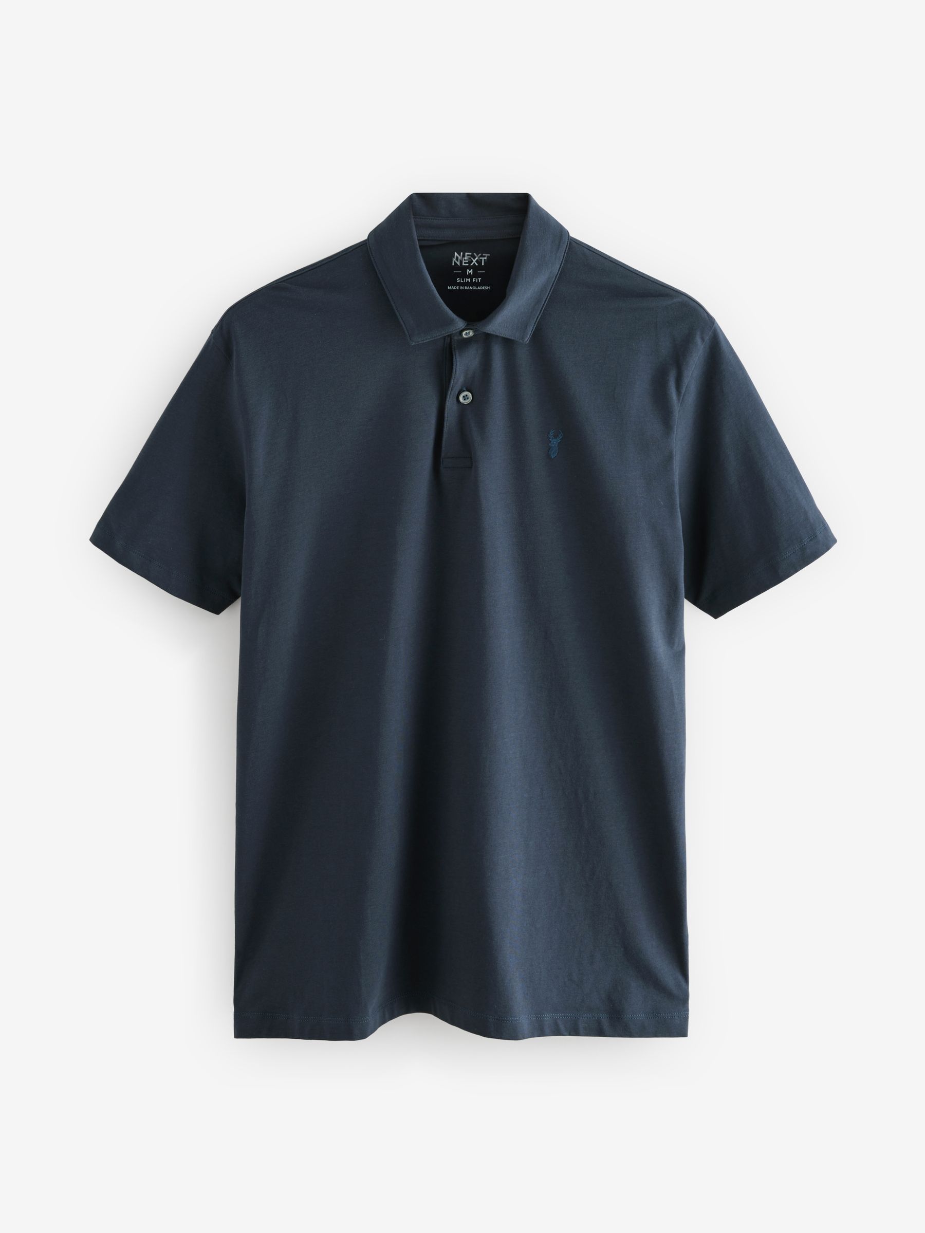 Marineblauw/zwart/grijs/wit/saliegroen - Slim Fit - Set van 5 jersey poloshirts met korte mouwen