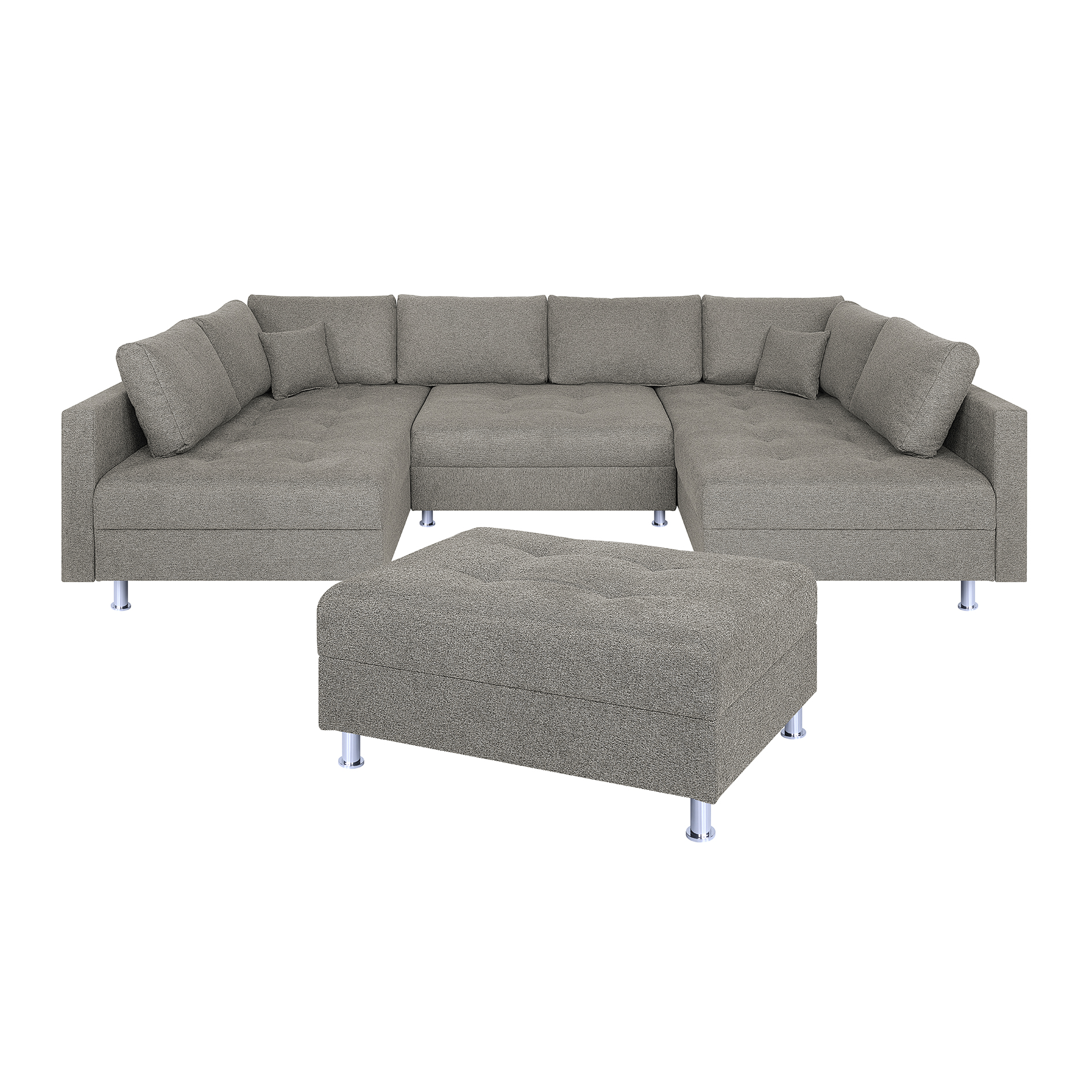Wohnlandschaft - taupe - Strukturgewebe - Federkern