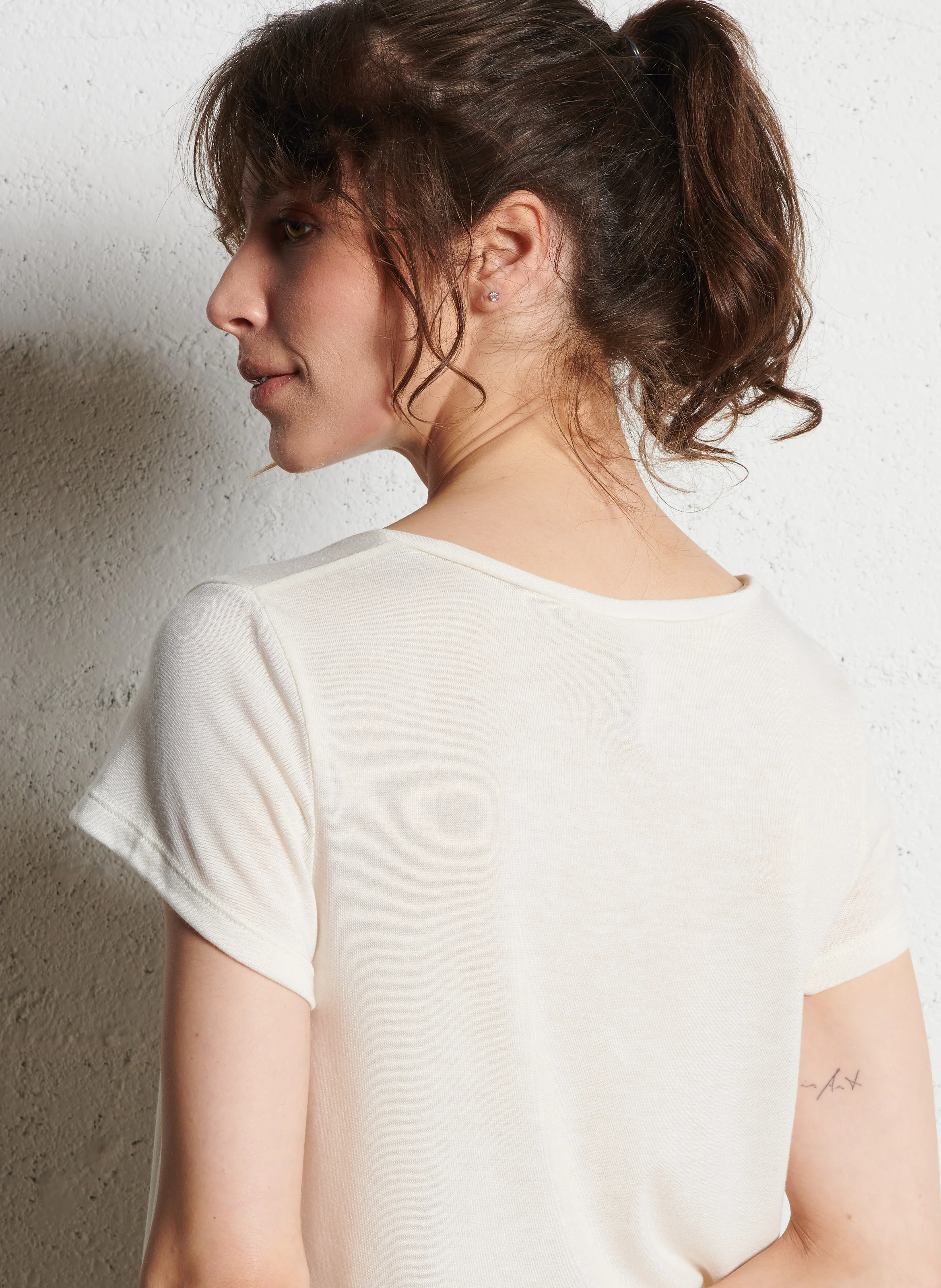 Tee-shirt col V droit | Blanc