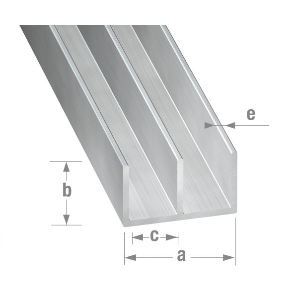 Cqfd Perfil u Duplo Alumínio 16x10x6x1,3mm-1m - 2421363