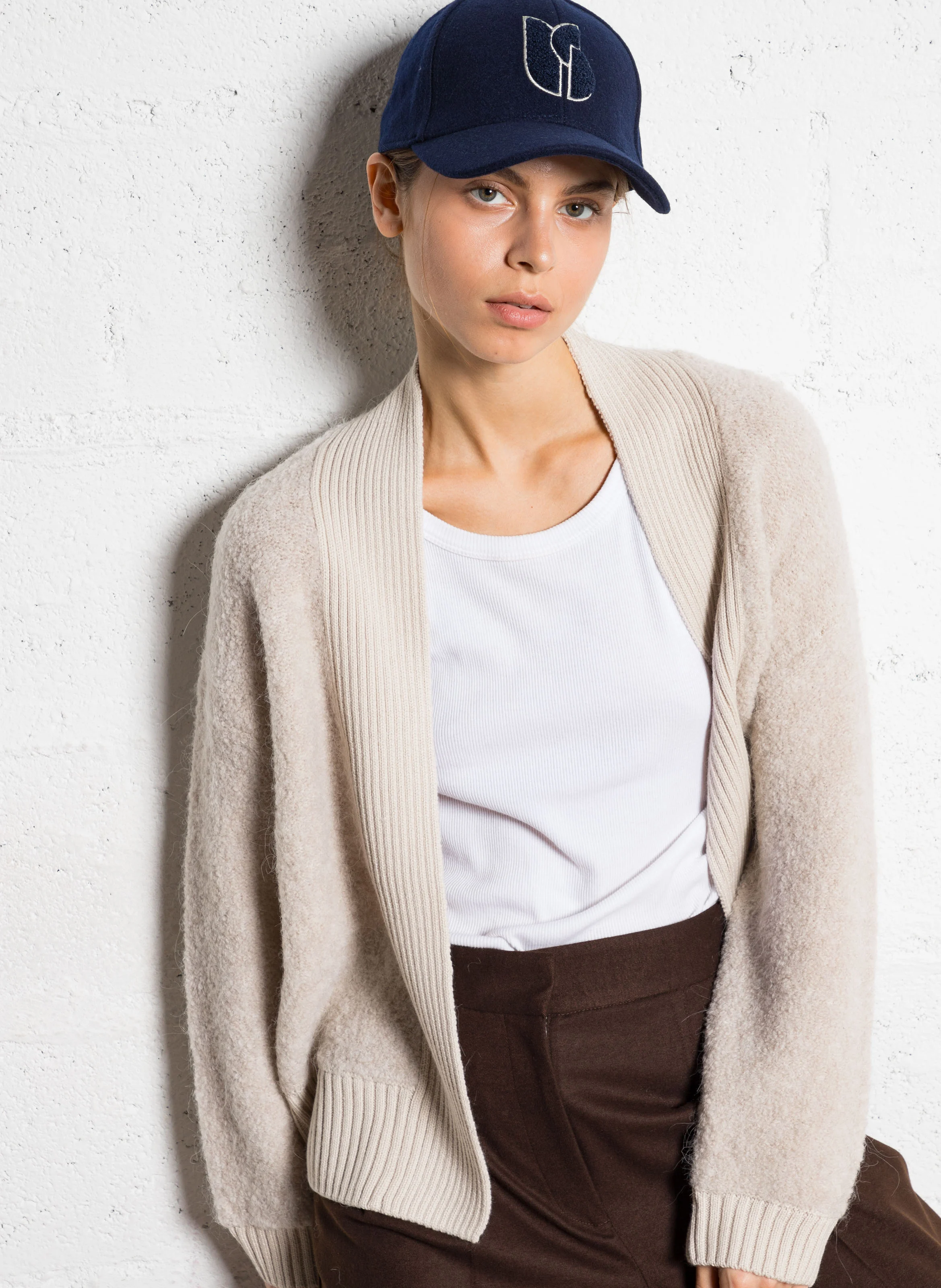 CRISTOBAL - Gilet maille bouclette en laine mélangée | Gris