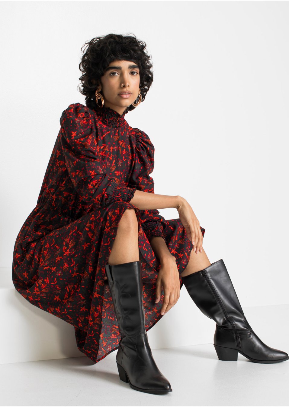 Robe midi à motif floral