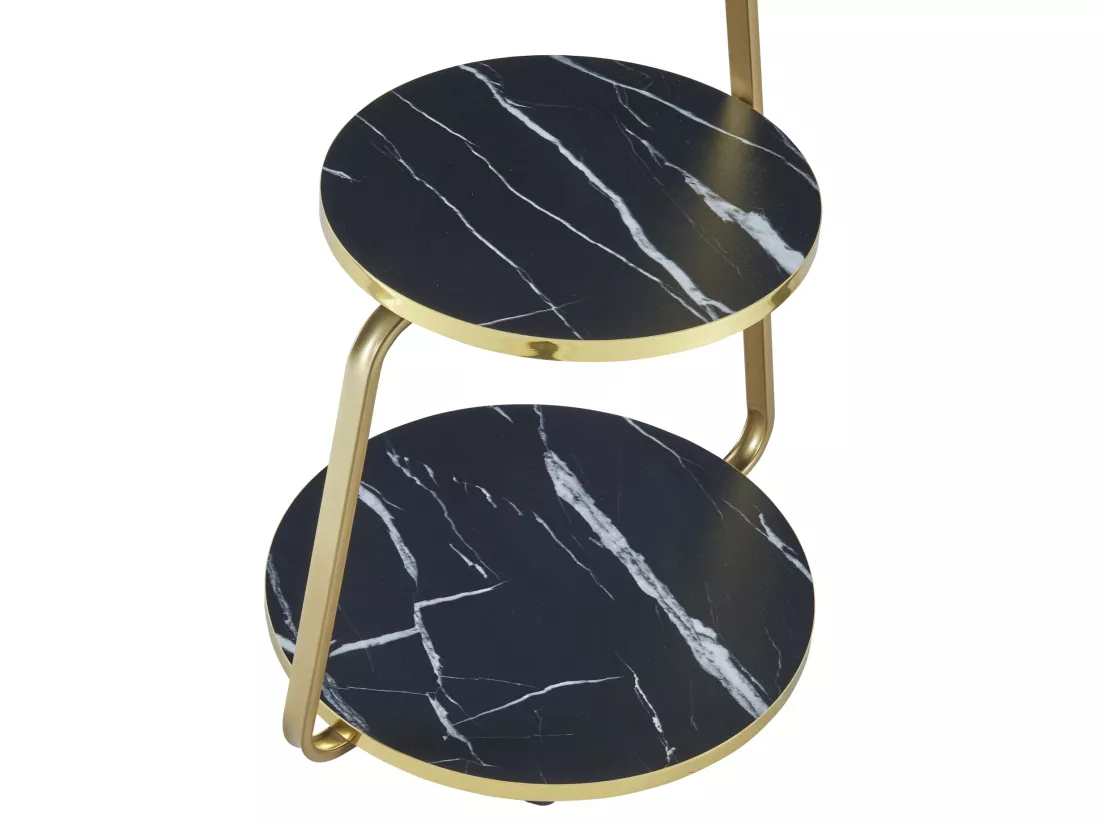 Table d'appoint Sipoo à 3 niveaux 74 x 46 x 37 cm marbre noir / marbre blanc / doré [en.casa]
