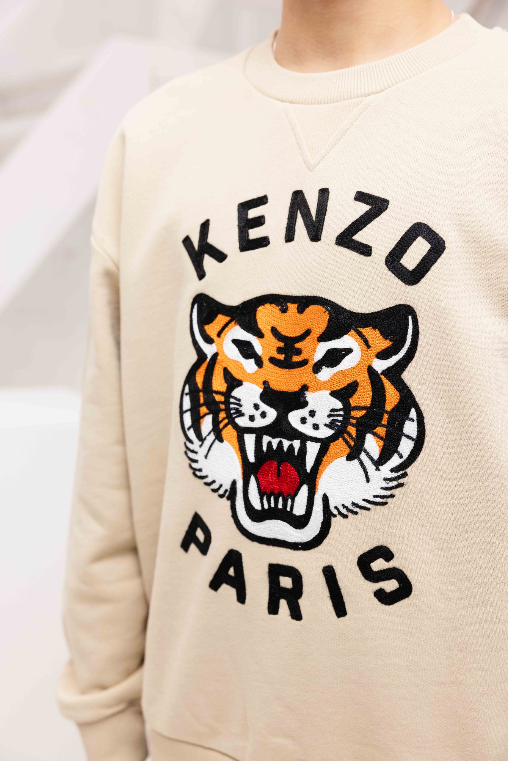 Kenzo Embroidered Tiger Sweater Kids Beige