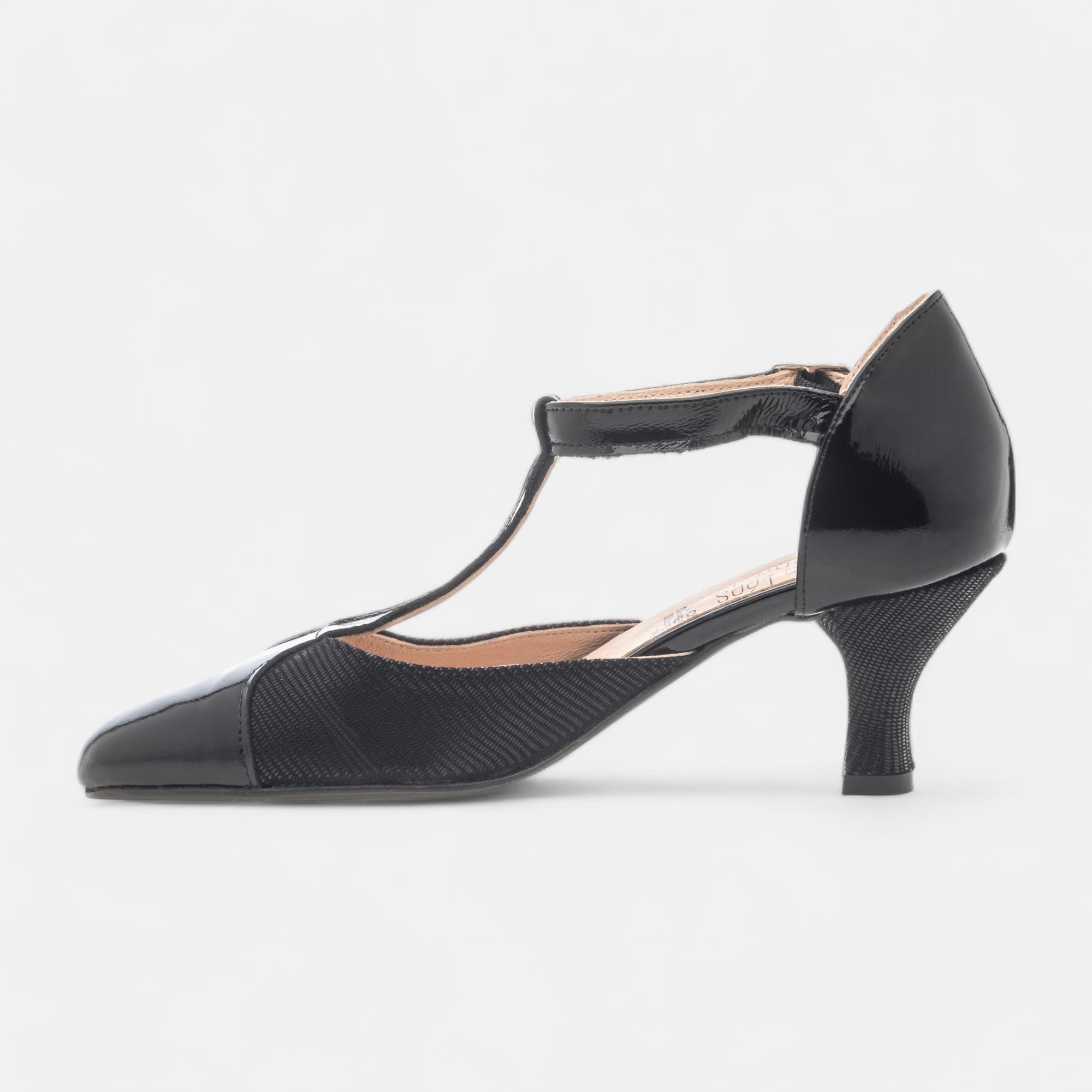 Escarpins quartiers ouverts à talon Femme en cuir noir