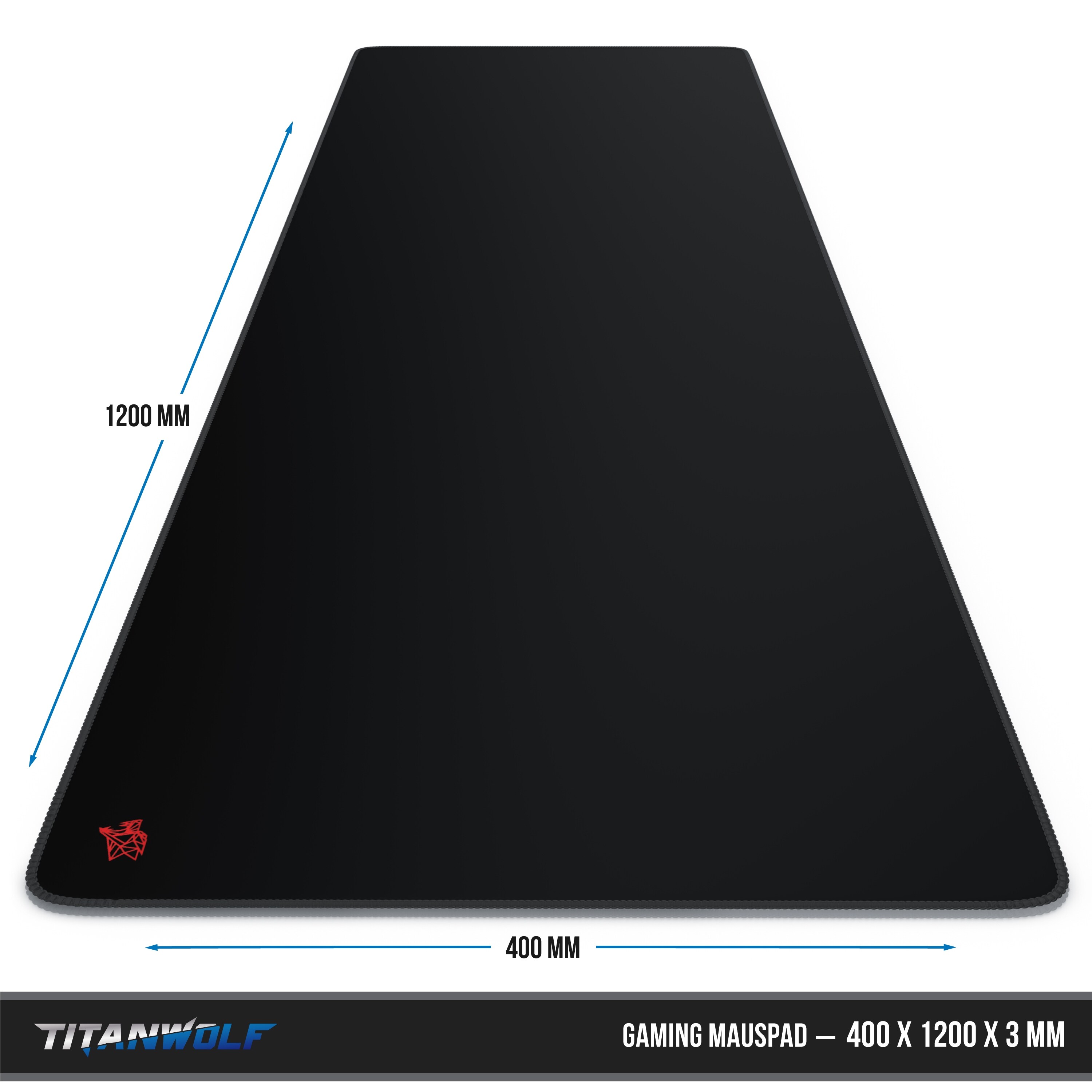 Titanwolf Gaming Mauspad, XXXL Speed Mousepad 1200 x 400 mm, Geschwindigkeit & Präzision, Titanwolf rot