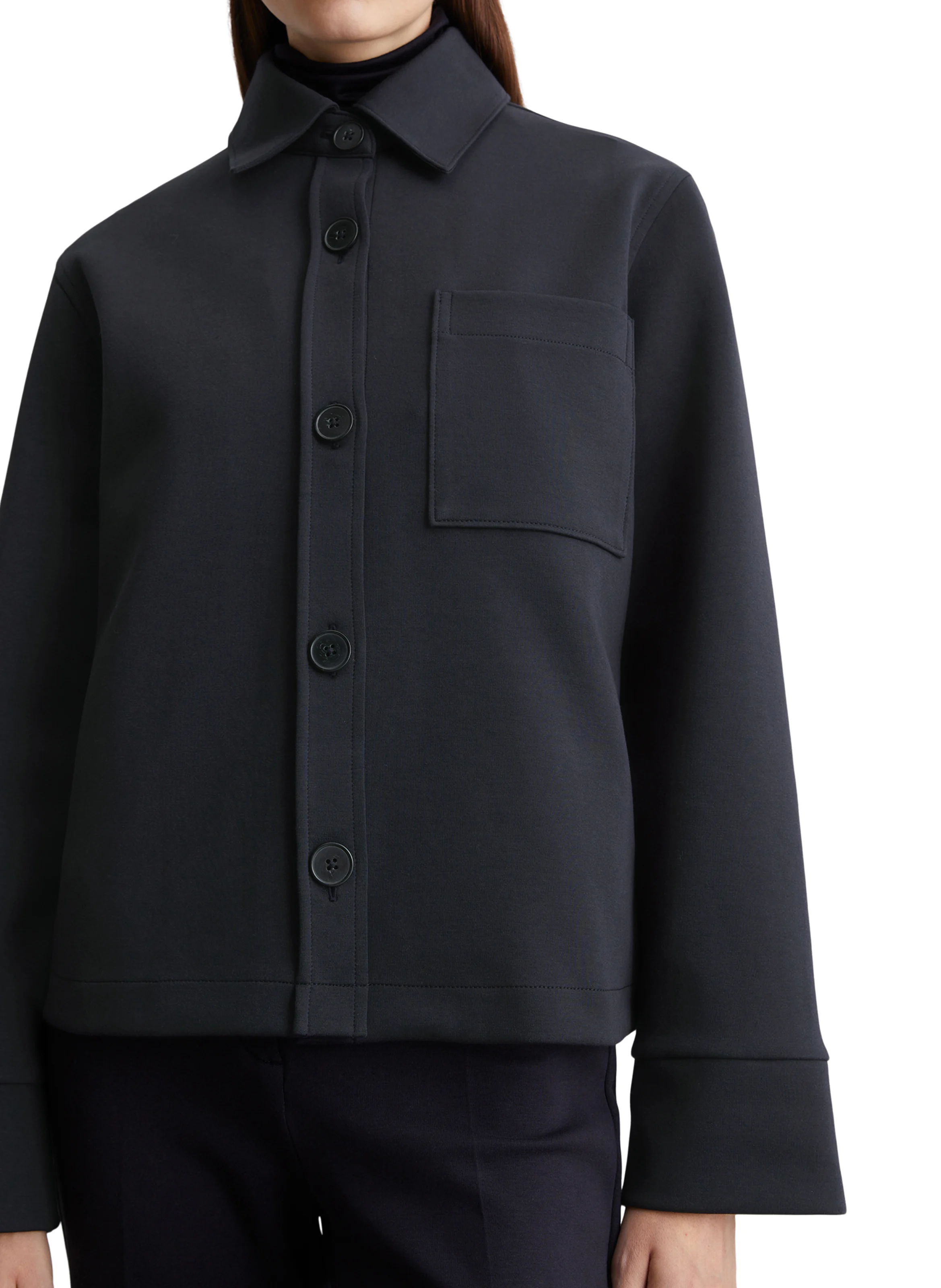 Chemise droite en coton mélangé | Bleu