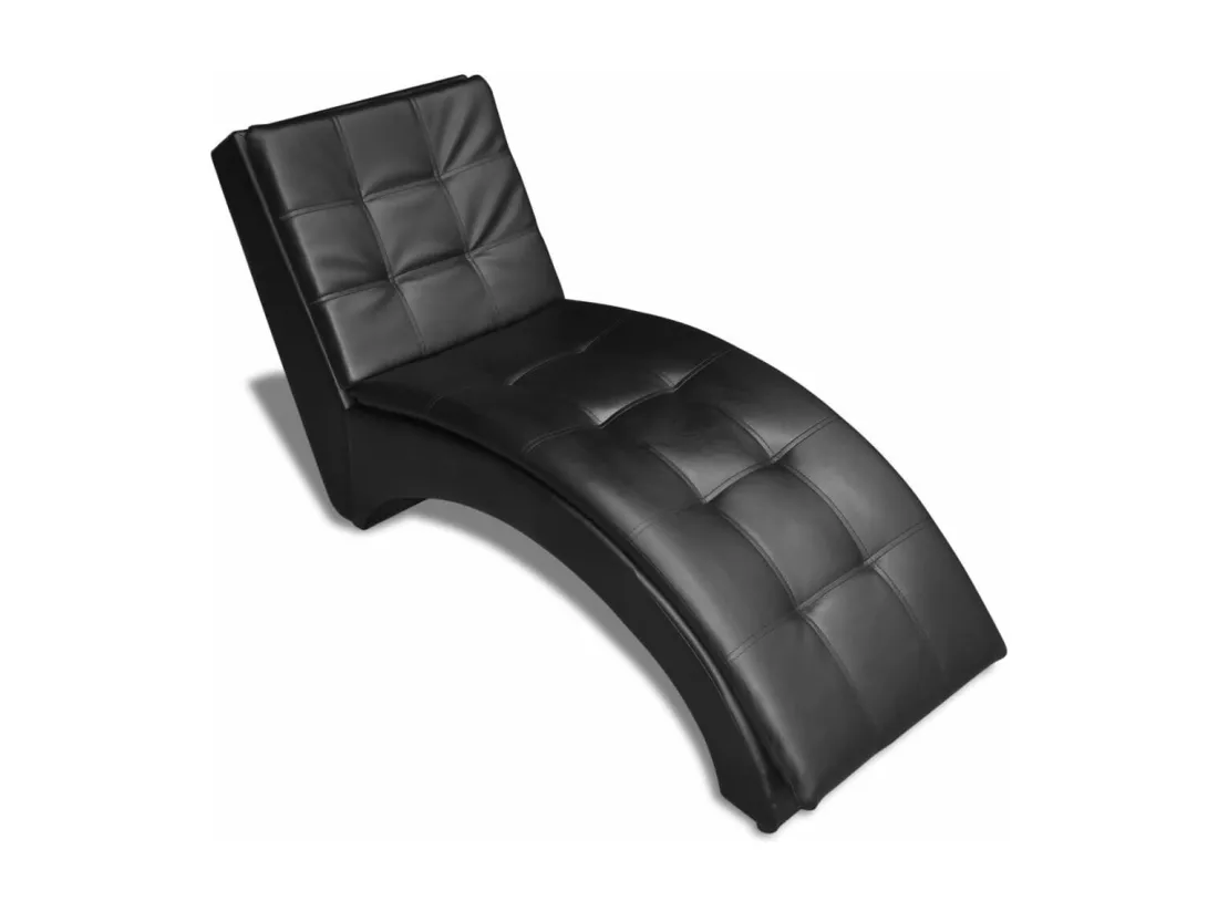 Prolenta Premium - Chaise longue avec oreiller Noir Similicuir