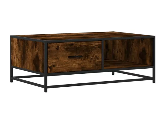 Table basse chêne fumé 90x57x35 cm bois d'ingénierie et métal