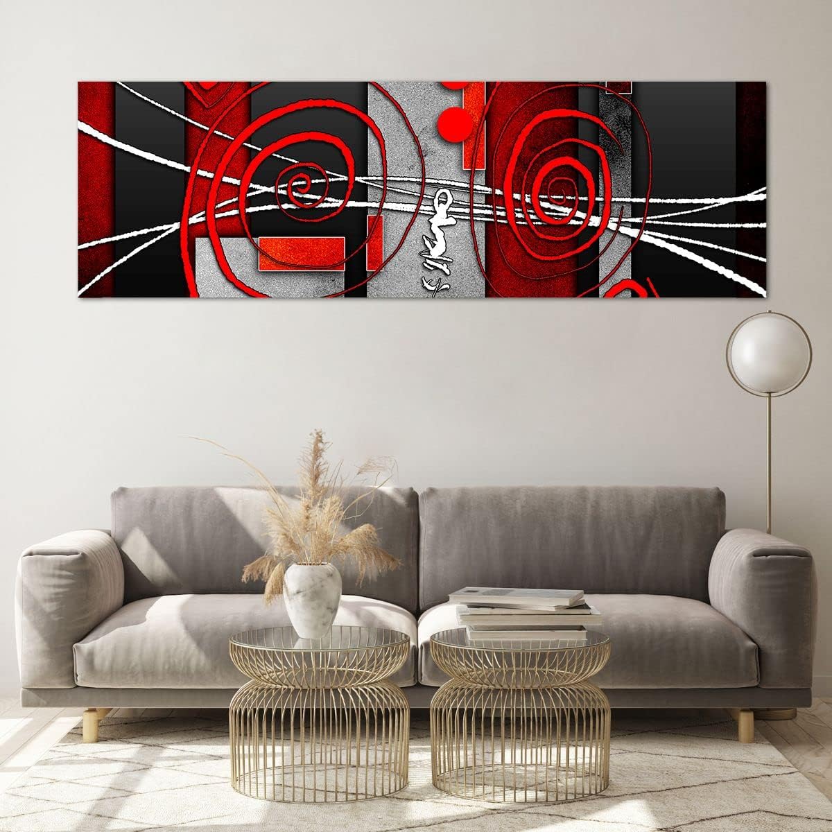 Panorama Bilder auf Glas 160x50cm Glasbild Grafik geometrische figuren kreis Groß XXL Wanddeko Schlafzimmer Küche Wandbilder Dekoration Wohnzimmer Modern Wand Kunstdruck Art GAB160x50-0599
