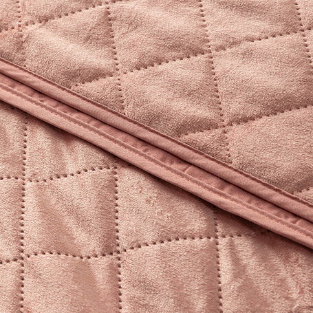 Bedsprei Velvet Ruit - Roze