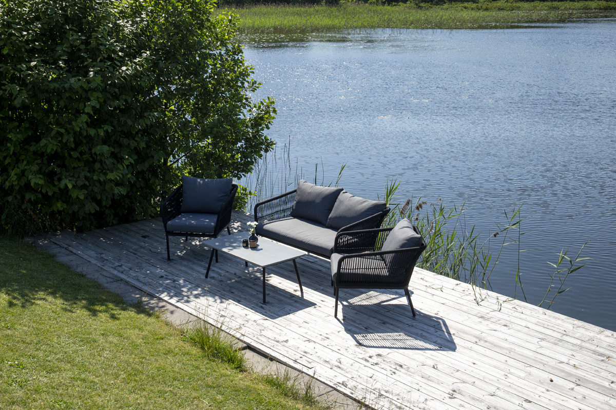Loungeset Emil - 4 delig - met zitkussens Donkergrijs
