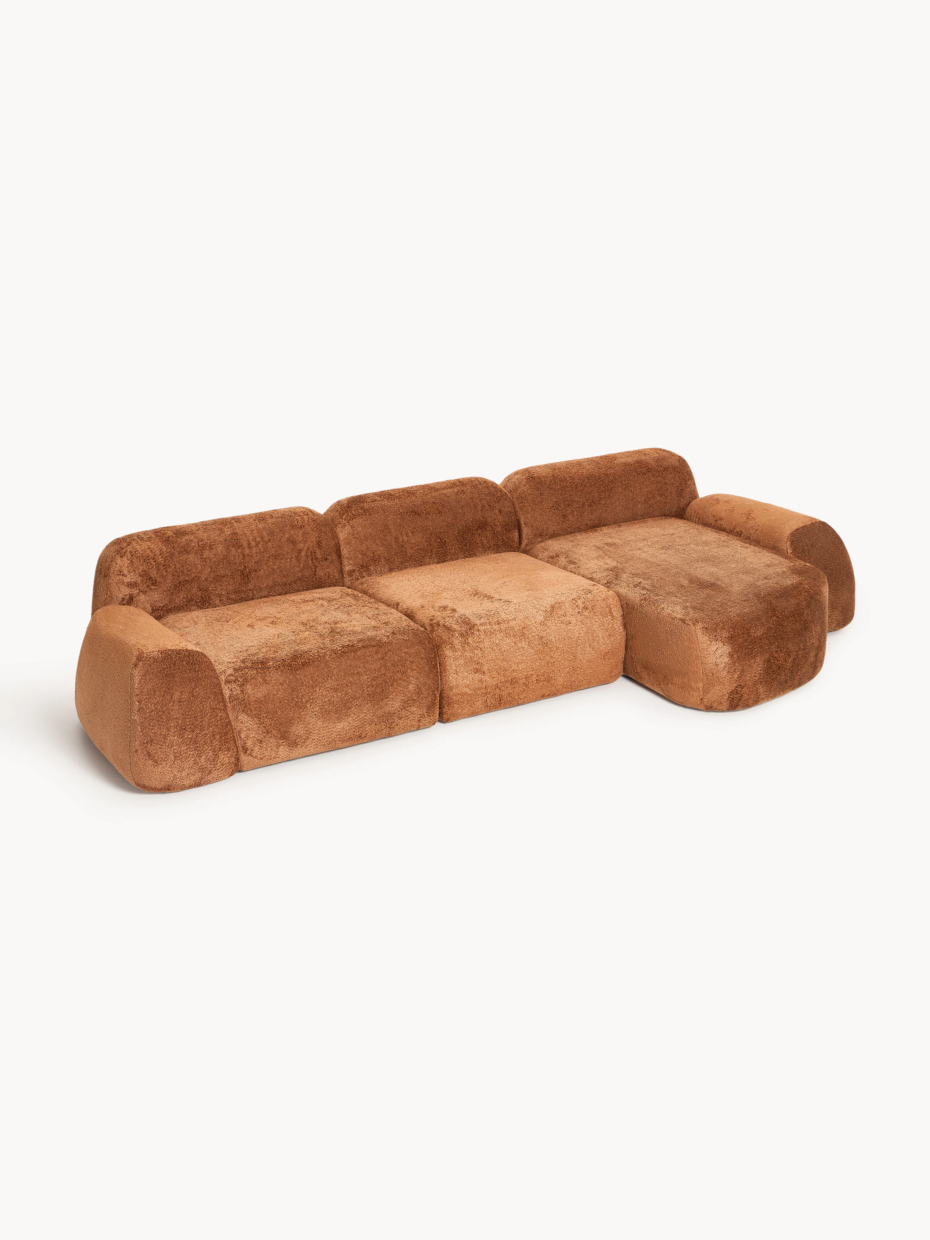 Modulaire teddy-bouclé hoekbank Wolke (4-zits)