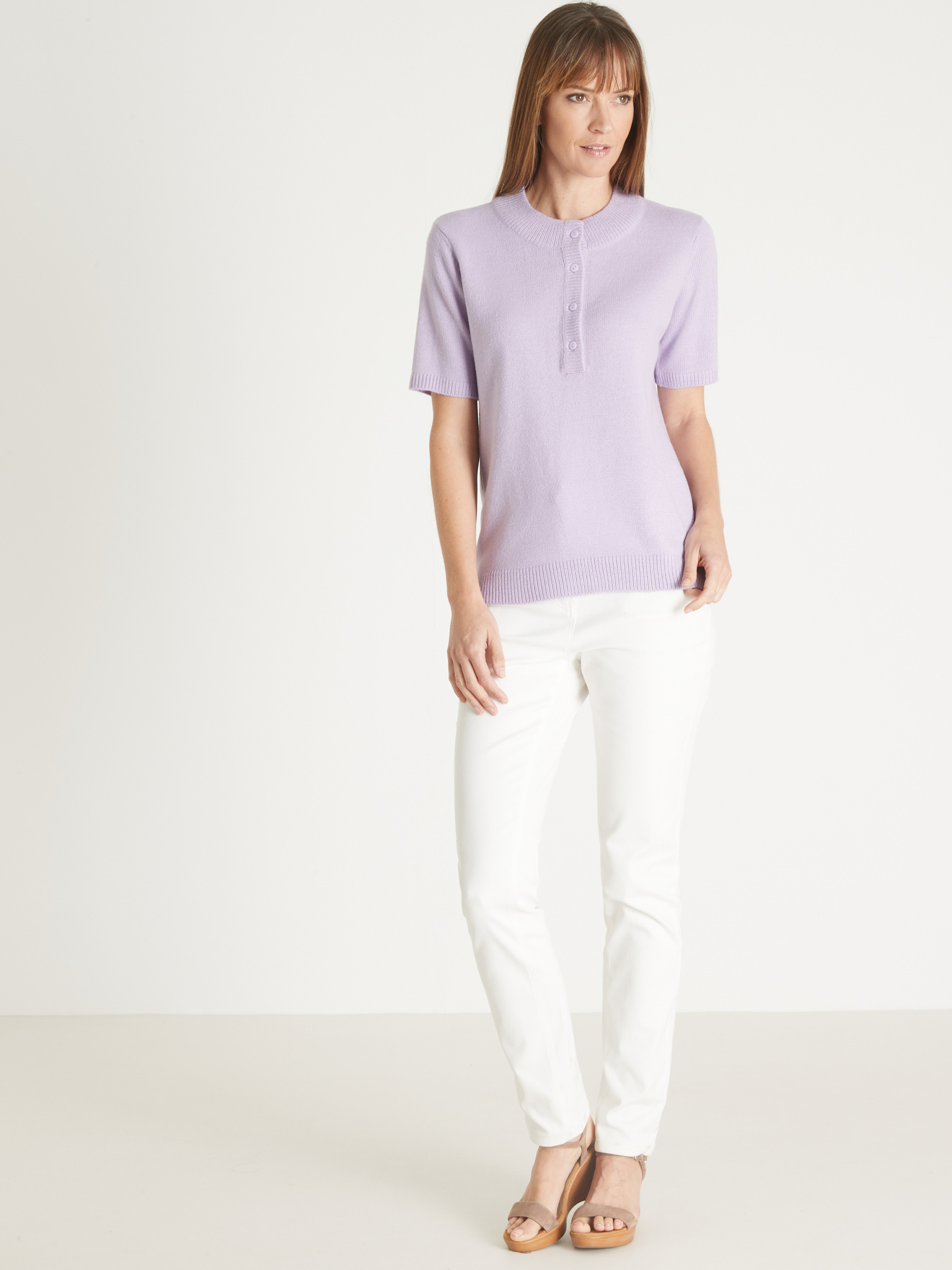 Pull manches courtes encolure tunisienne