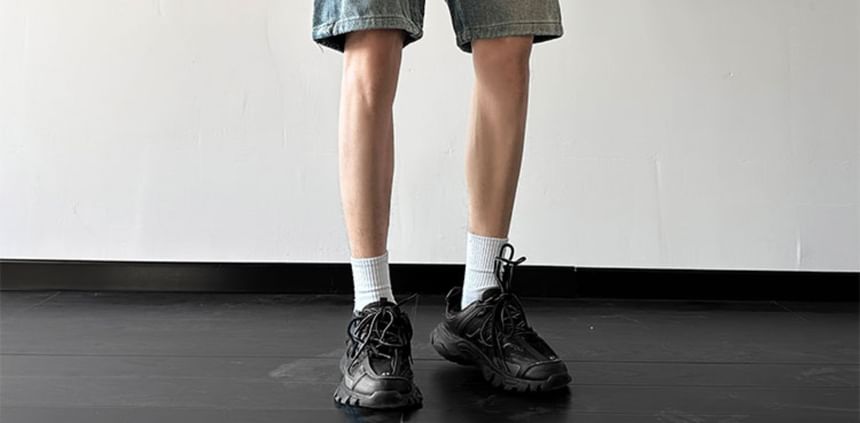 Trimecca - Mid Rise Washed Denim Shorts