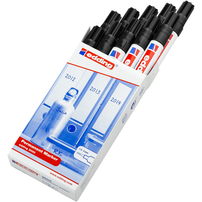 Edding Permanent Marker 3000, 10 Stück, schwarz