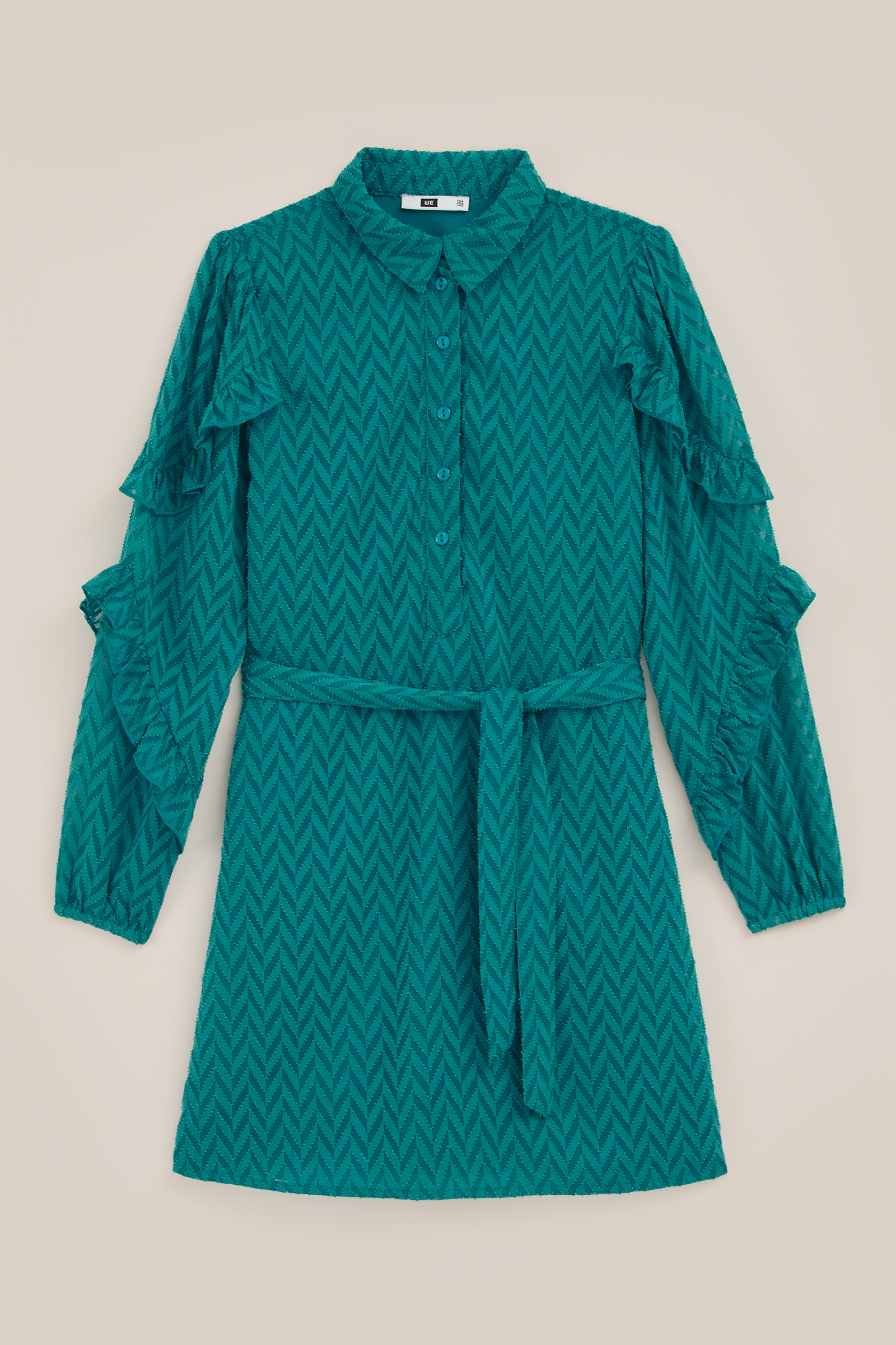 Meisjes jurk met dessin WE Fashion Mosgroen