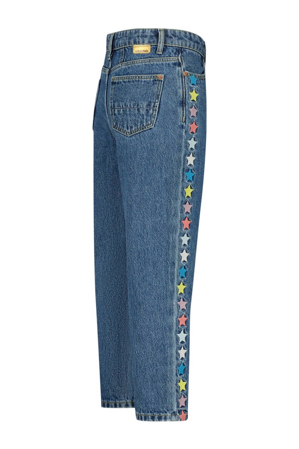 Vingino straight leg jeans met sterren mid blue wash