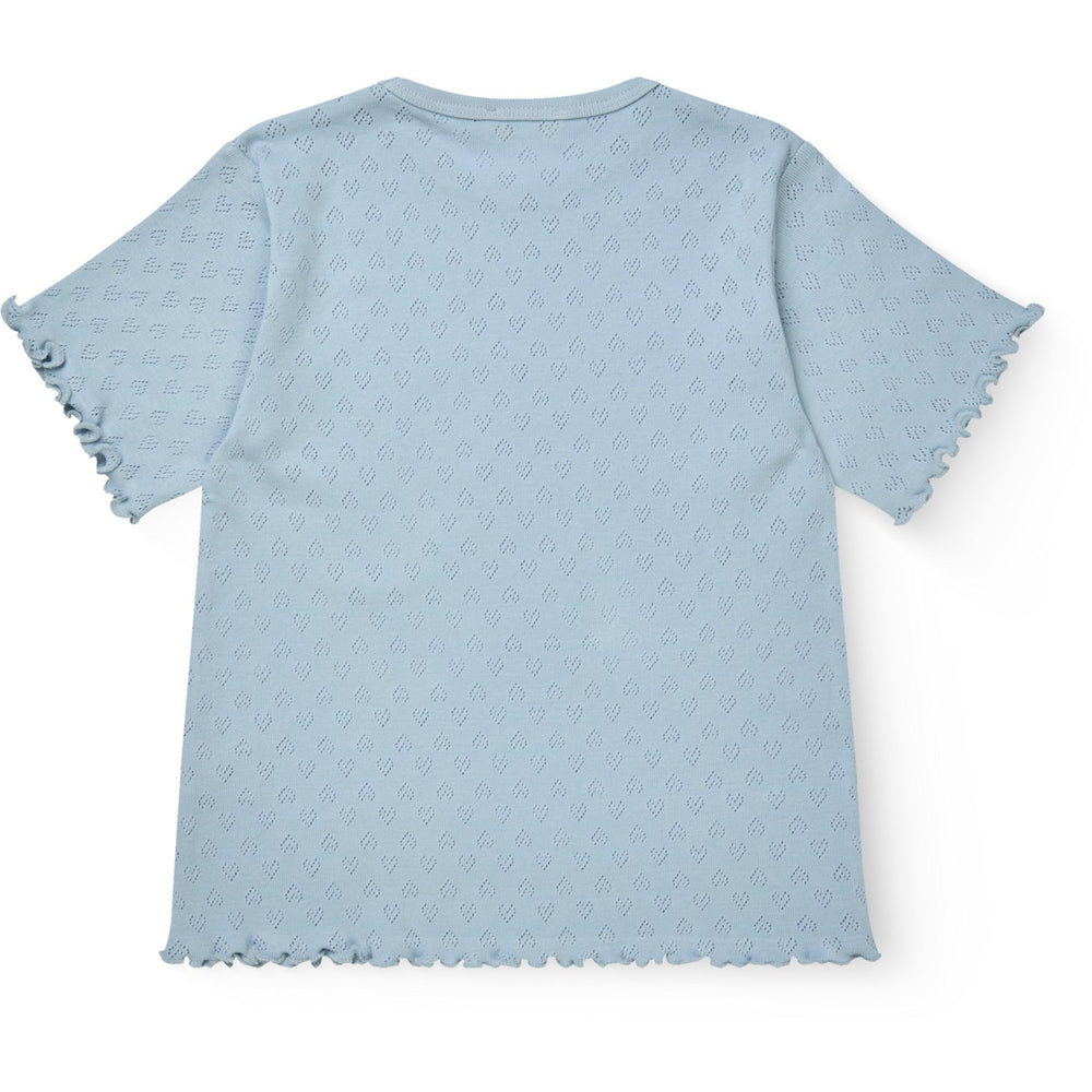 Køb COPENHAGEN COLORS Dusty Blue Pointelle Heart T-Shirt