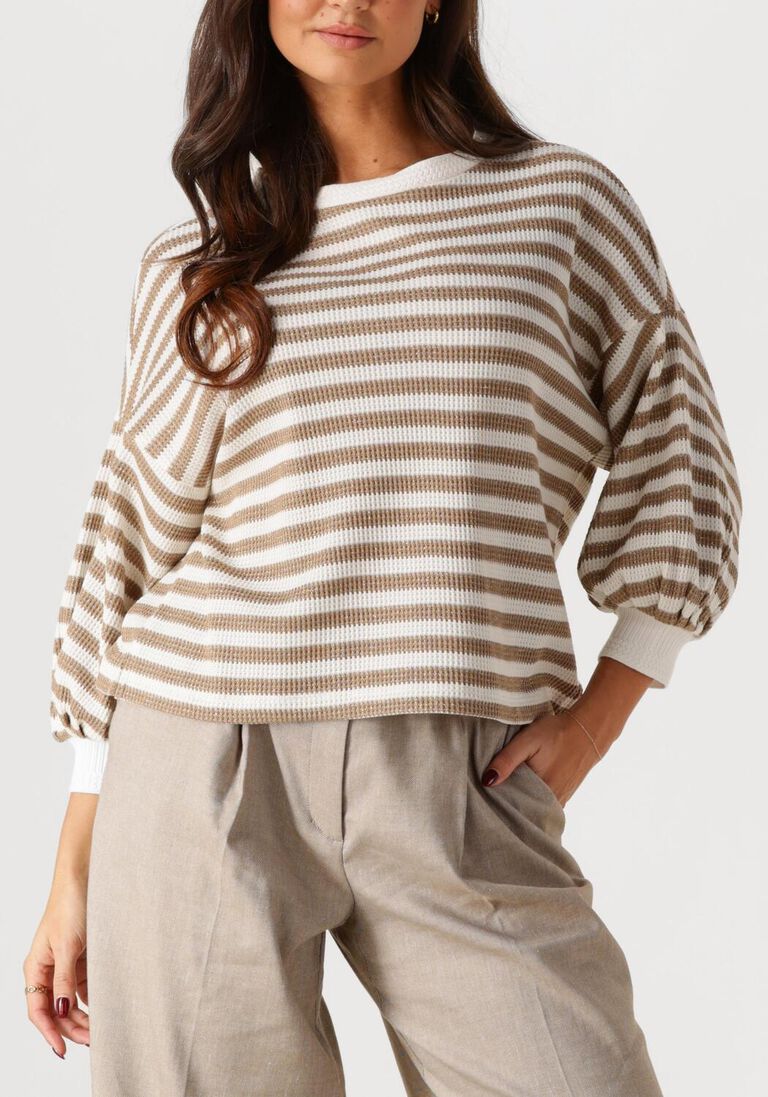 beige summum sweater jersey sweater waffle lurex stripe