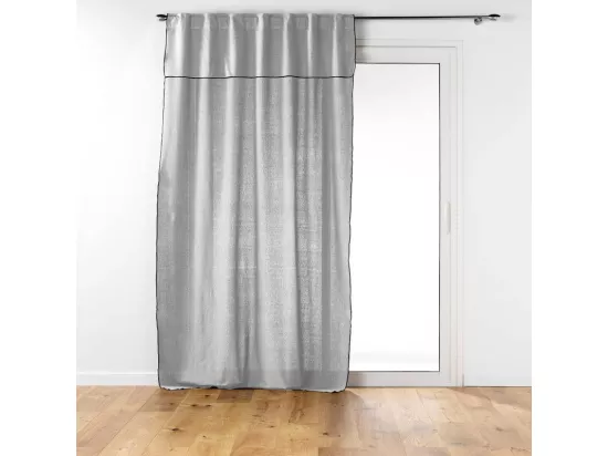Rideau à passants cachés avec volant en coton recyclé Mistraline - Gris clair - 140 x 240 cm