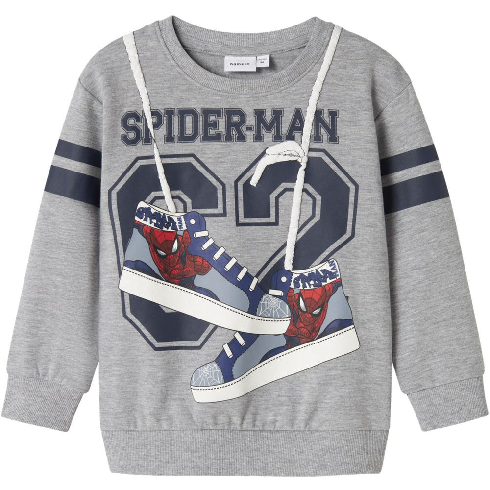 Køb Name It Grey Melange Nmmadam Spider Nreg Sweat Bru Mar