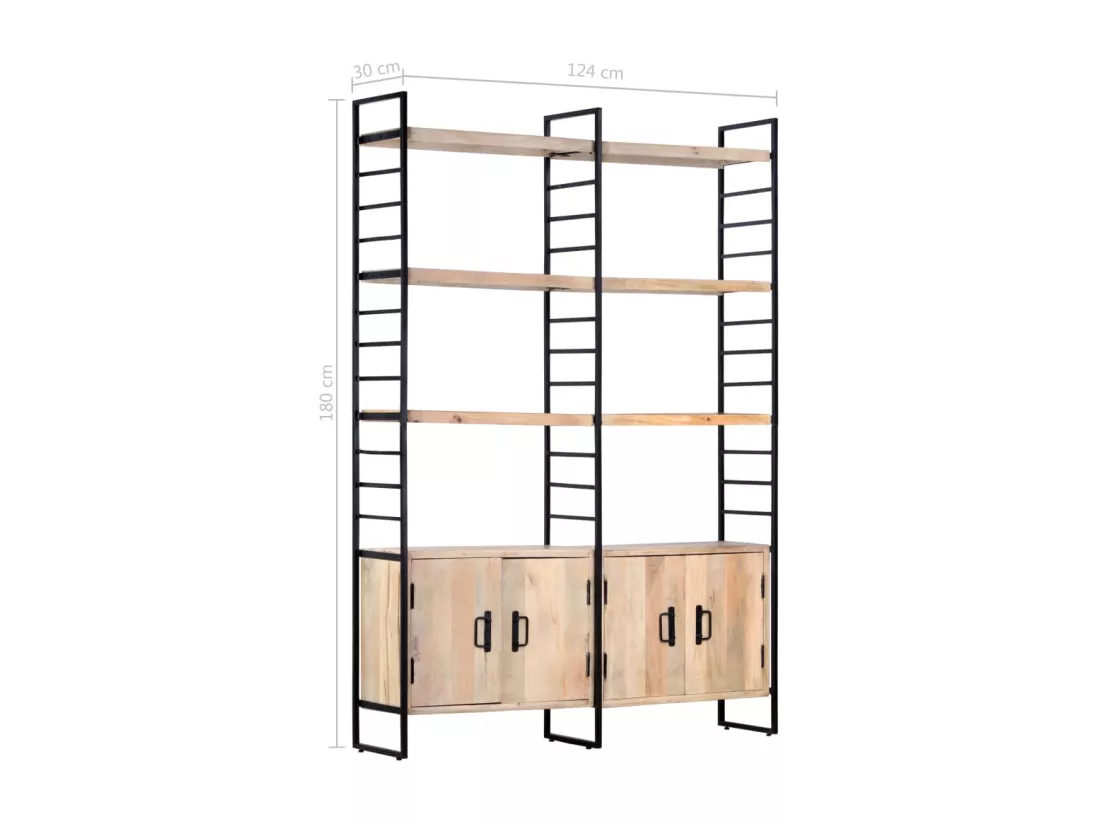 Bibliothèque à 4 niveaux 124x30x180 cm Bois de manguier massif