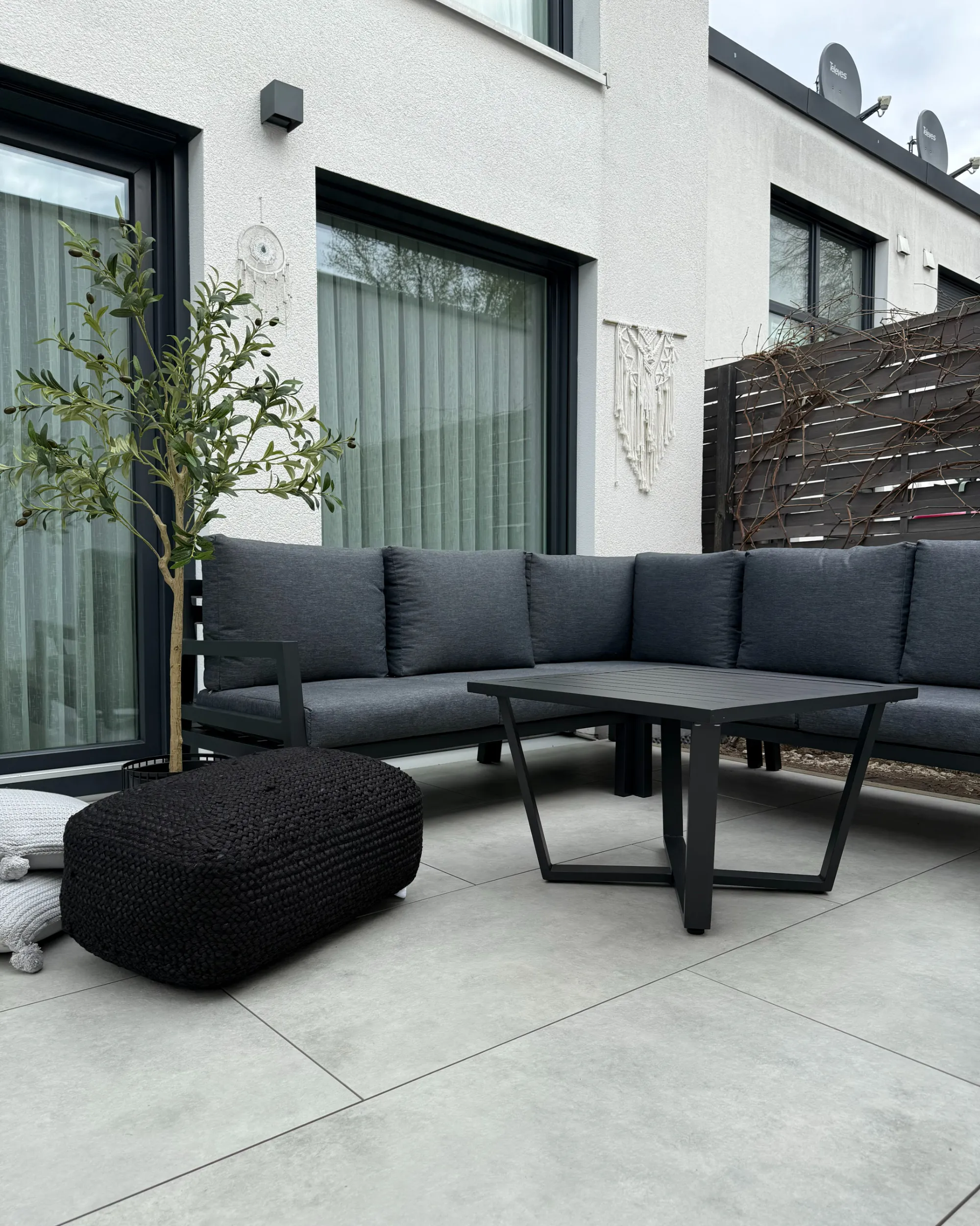 Tuin hoekloungeset met tafel 5-zits VIZZINI Metaal Grijs