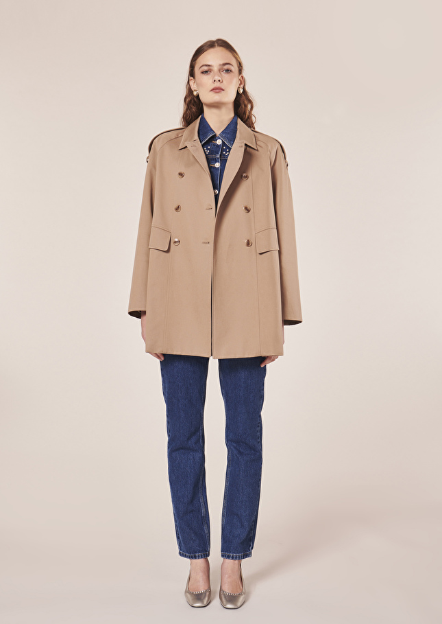 Trench Isolabeige en gabardine de coton