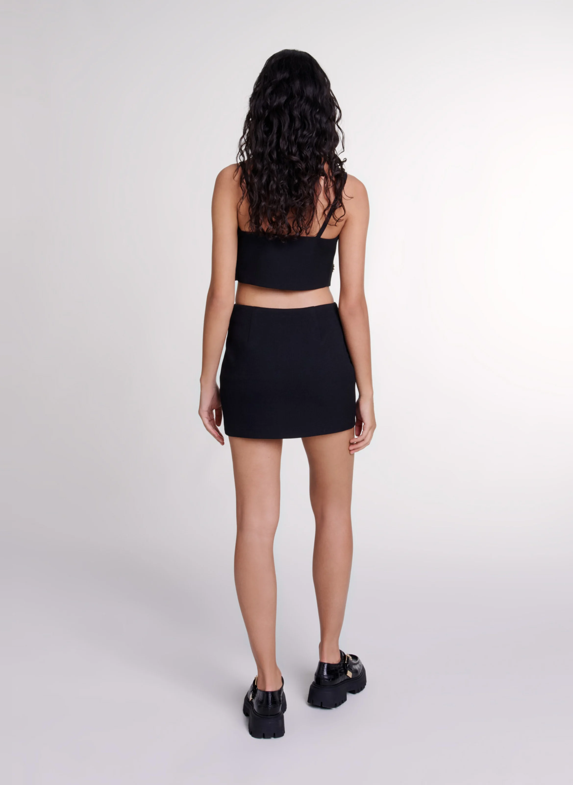Jupe short trompe l'oeil| Noir