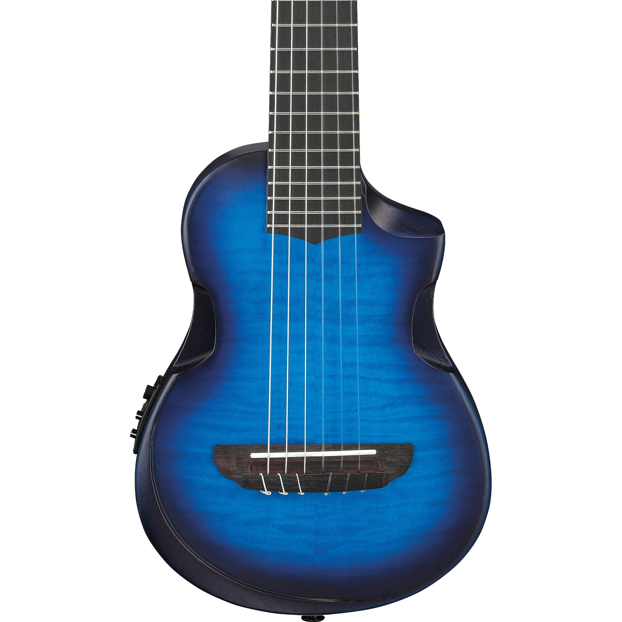 Ibanez AUP10FMNE Transparent Blue Sunburst Open Pore guitalele met gigbag