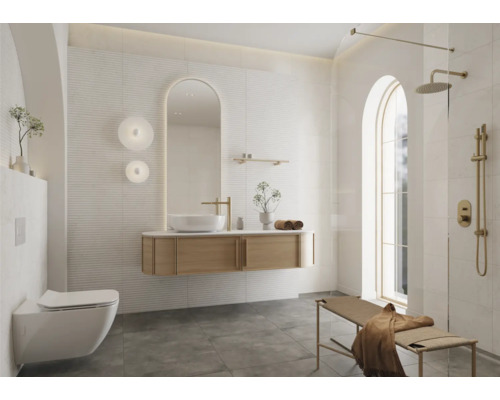 Aardewerk wandtegel FANTI crème 29,8 x 59,8 x 0,8 cm satijnmat (lappato) gerectificeerd