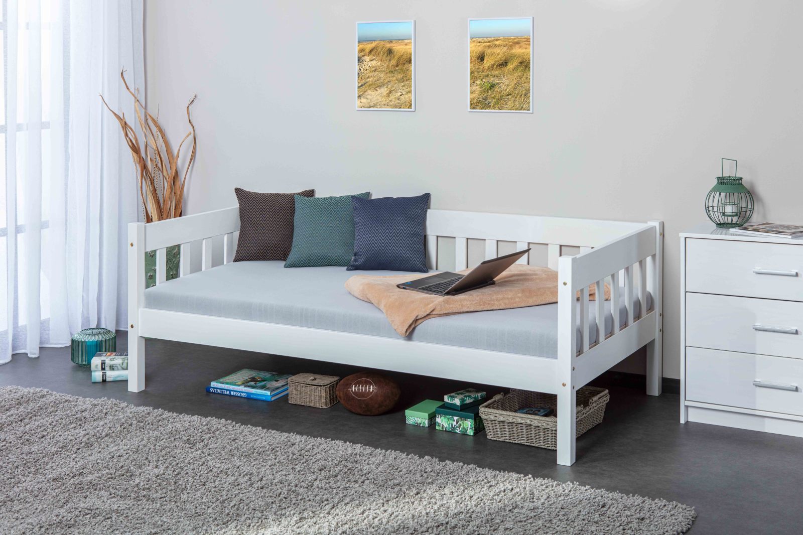 Einzelbett SINTRO - weiß - Massivholz - 90x200 cm
