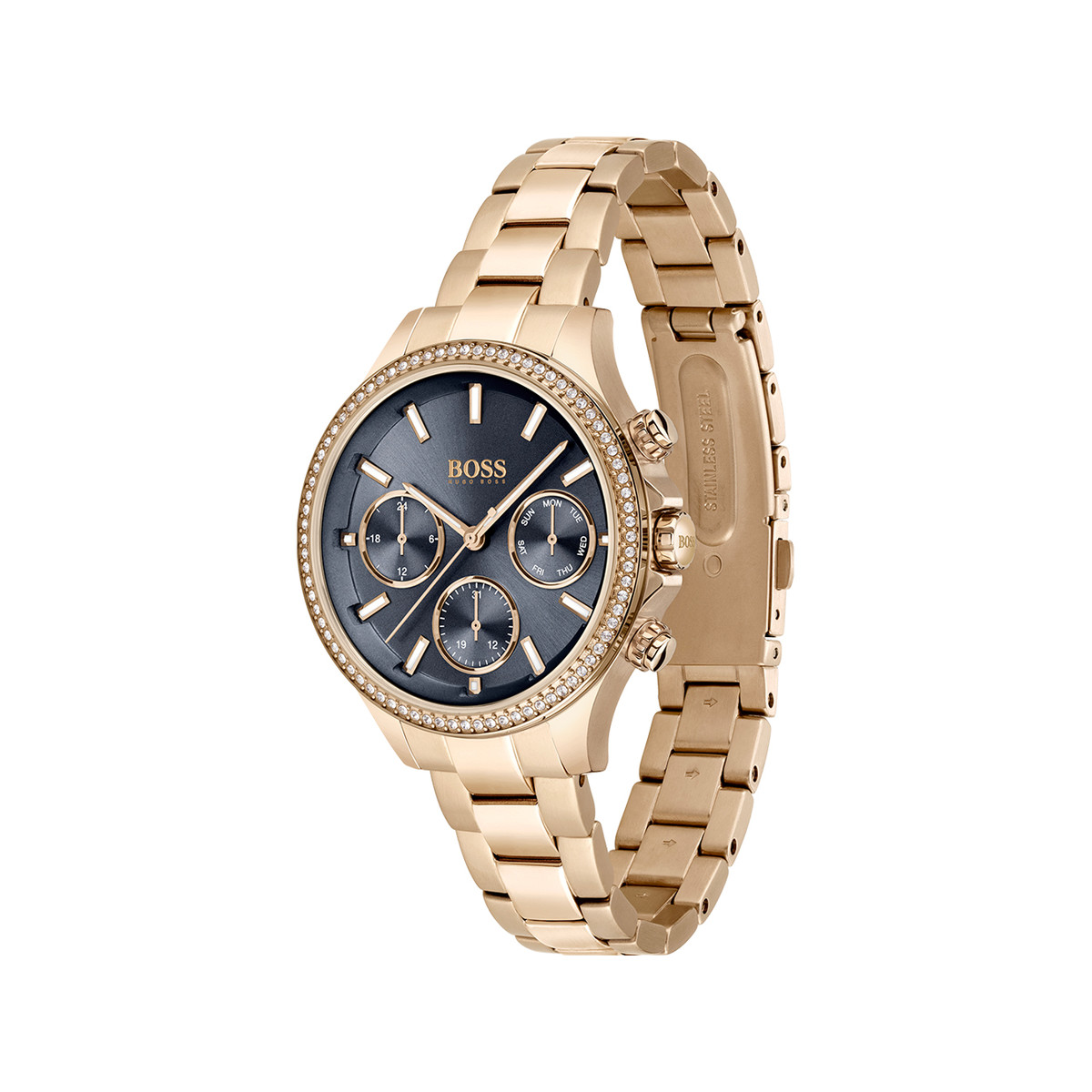 Montre Boss femme acier doré rose