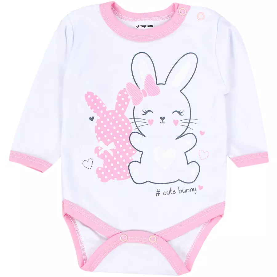 TupTam Mädchen Baby Body Langarm Unifarben 5er Pack rosablau