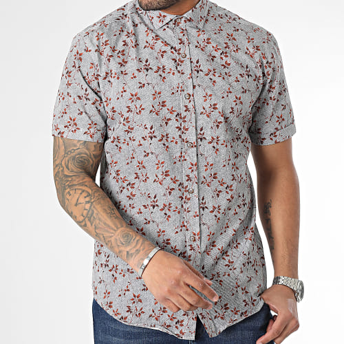 Chemise Manches Courtes Gris Chiné Floral