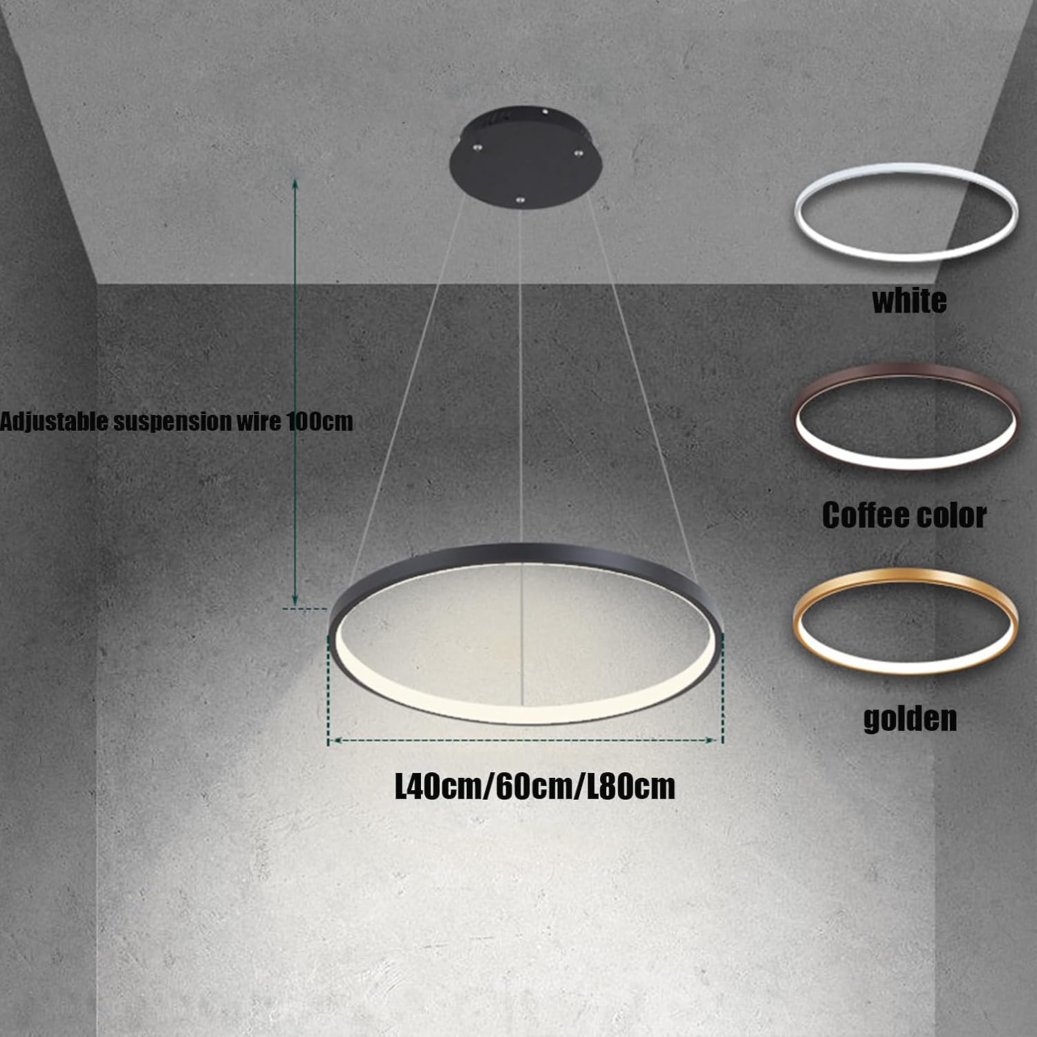LED Dimmbar Pendelleuchte Modern Rund Hängelampe mit Fernbedienung Pendellampe höhenverstellbar kreativ Hängeleuchte lampe für Esstisch Esszimmer Wohnzimmer Küche Kronleuchter (Weiß, Ø80cm)