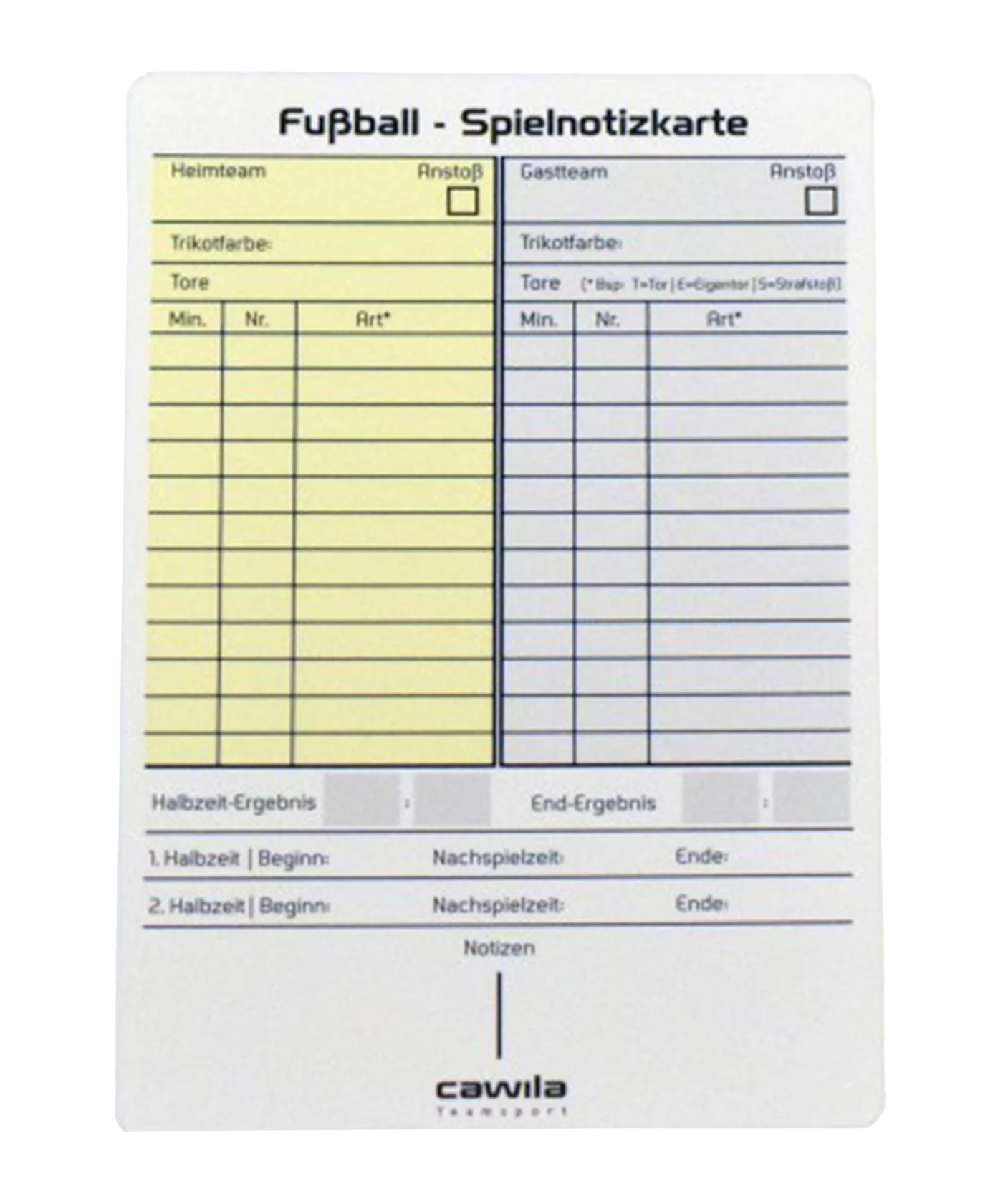 Cawila Spielnotizkarten Fußball 50er Set Weiss