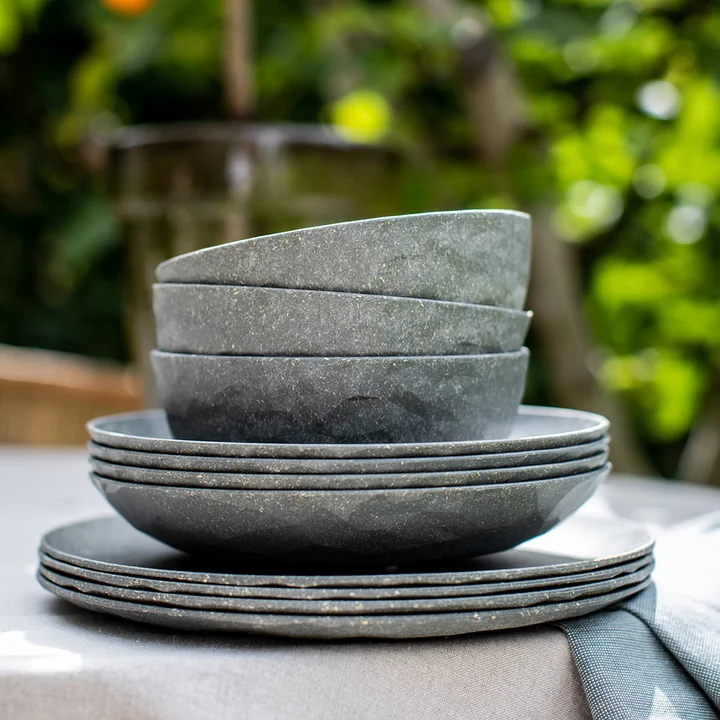 Koziol - CLUB PLATE Teller tief, Ø 22 cm, nature ash grey (4er-Set)